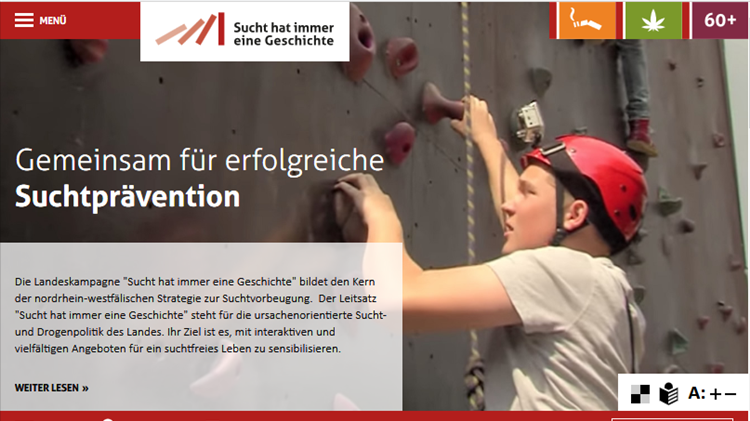 Startseite "Sucht hat immer eine Geschichte" nach dem Relaunch