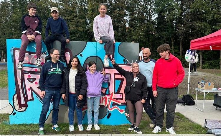 Gruppenfoto des Graffitiworkshops Kreis Heinsberg