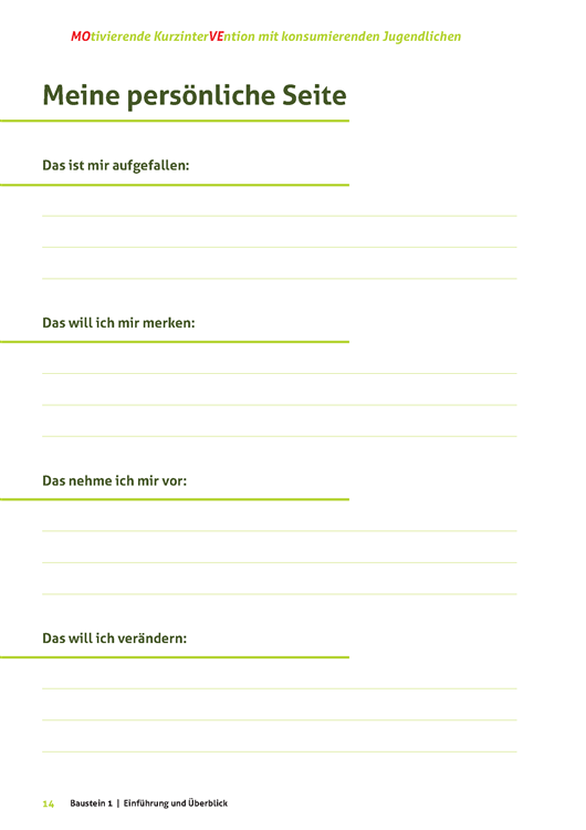 MOVE-Begleitheft - 'Meine persönliche Seite'