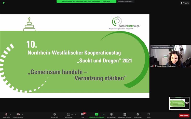 Willkommensfolie mit Moderatorin Frau Zare